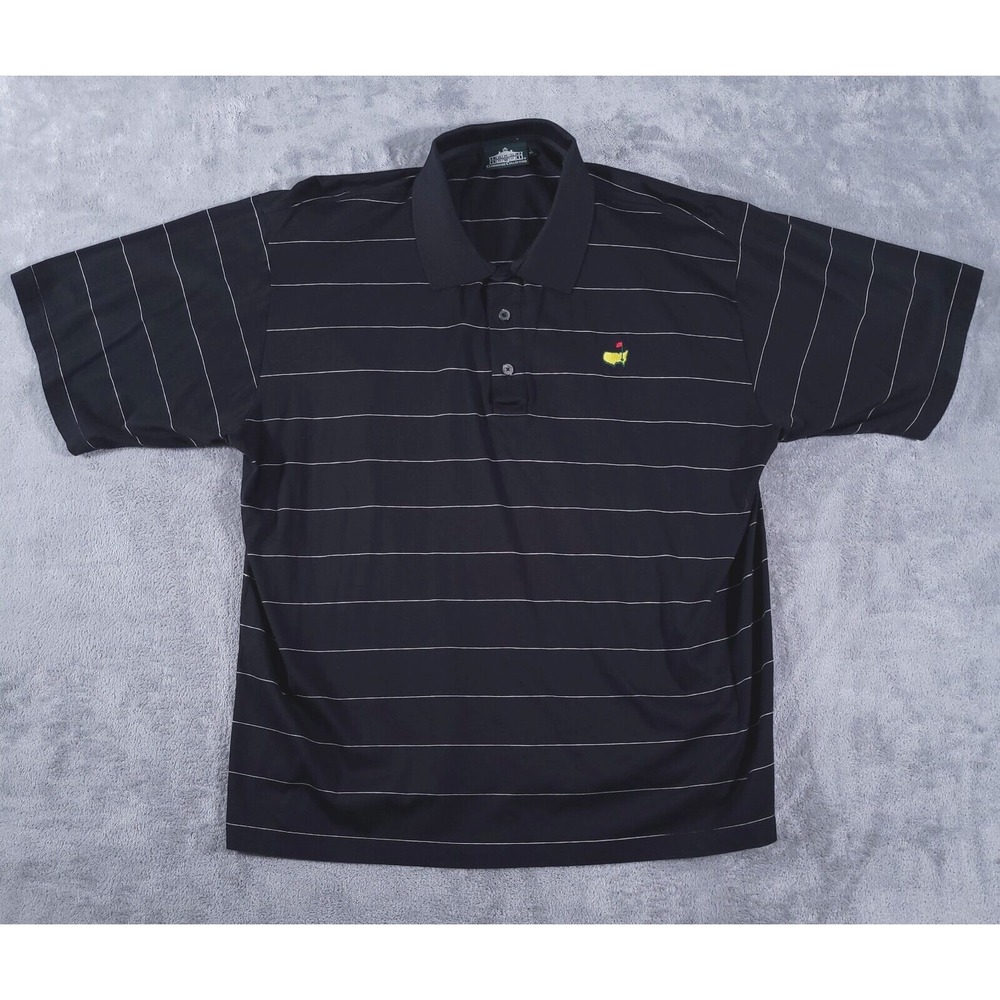 Clubhouse Collection Shirt Mens XL Black Masters Golf Striped Cotton‎ Button Up